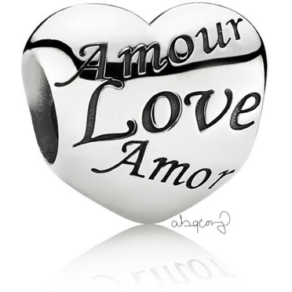 EUC Pandora 791111 Sterling Silver Language of Love Heart Charm - Picture 1 of 10